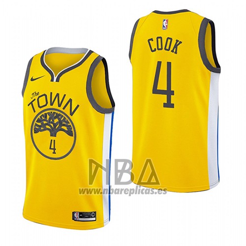 Camiseta Golden State Warriors Quinn Cook NO 4 Earned 2018-19 Amarillo